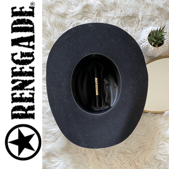 RENEGADE ⭐️ western black felt cowboy cattleman hat, 55cm circumference - Picture 13 of 16